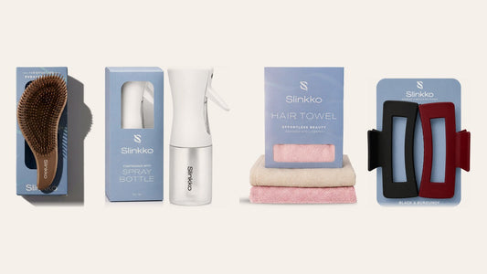 Slinkko Wave Detangling Brush, Continuous Mist Spray Bottle, Hair Towel and claw clips