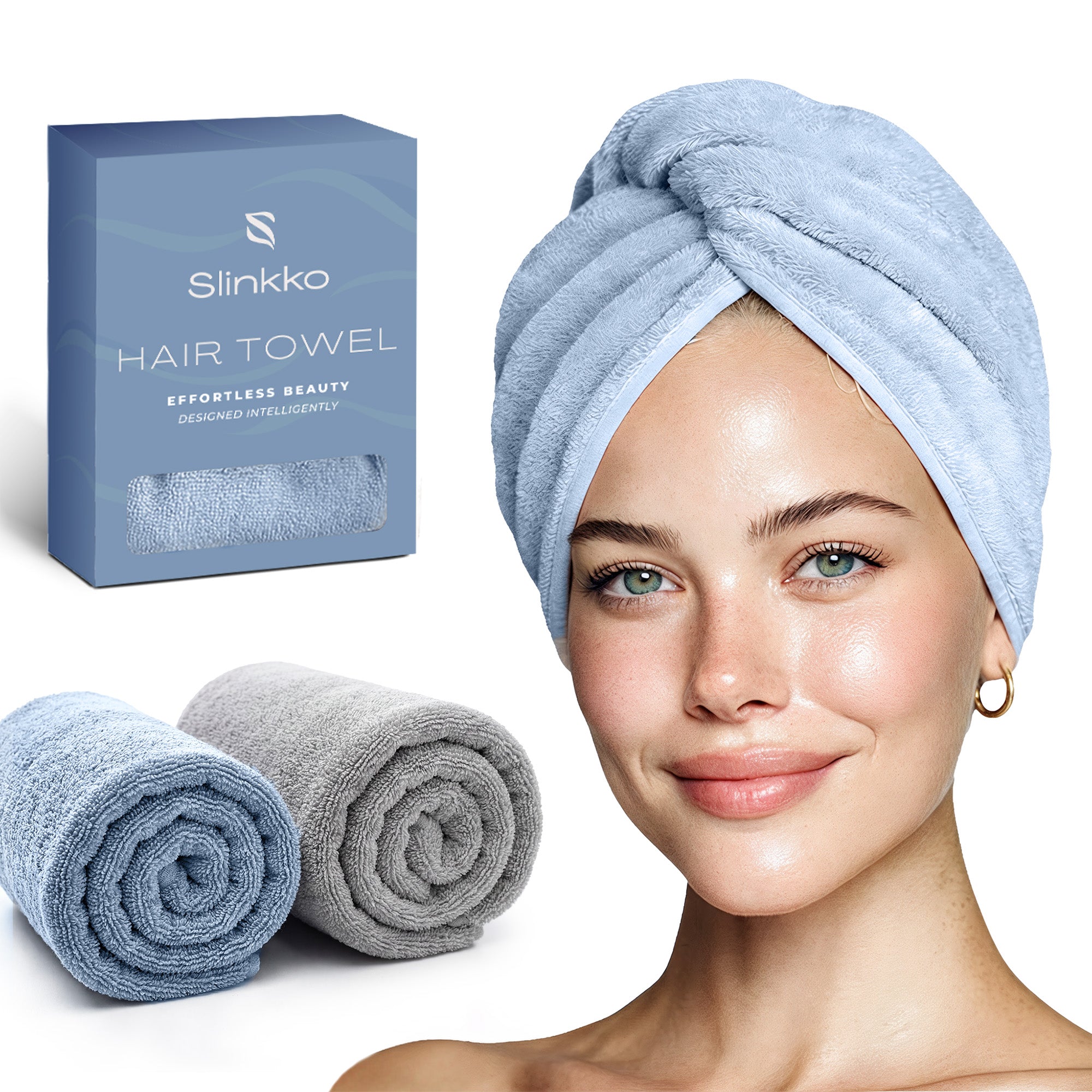 Microfiber Hair Towel (2-Pack)
