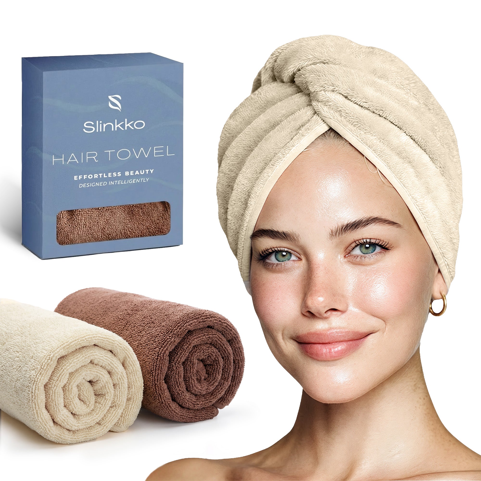 Microfiber Hair Towel (2-Pack)