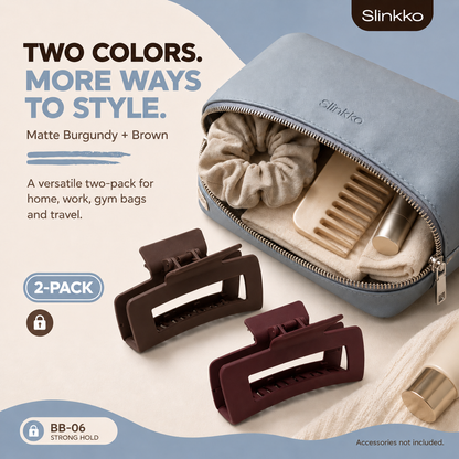 SLINKKO Large Hair Claw Clips for Women – 4-Inch Matte 2-Pack