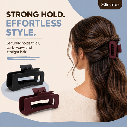 SLINKKO Large Hair Claw Clips for Women – 4-Inch Matte 2-Pack