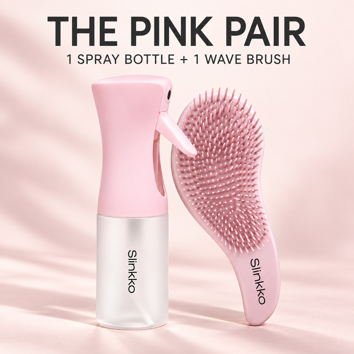 Rose Clay Curl Set — Wave Detangling Brush + Continuous Mist Spray Bottle