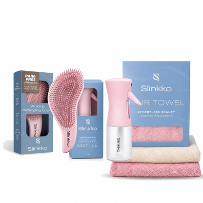 Full Care Bundle — Pink Curl Care Set — Wave Brush, Mist Spray Bottle + Microfiber Towel 2-Pack